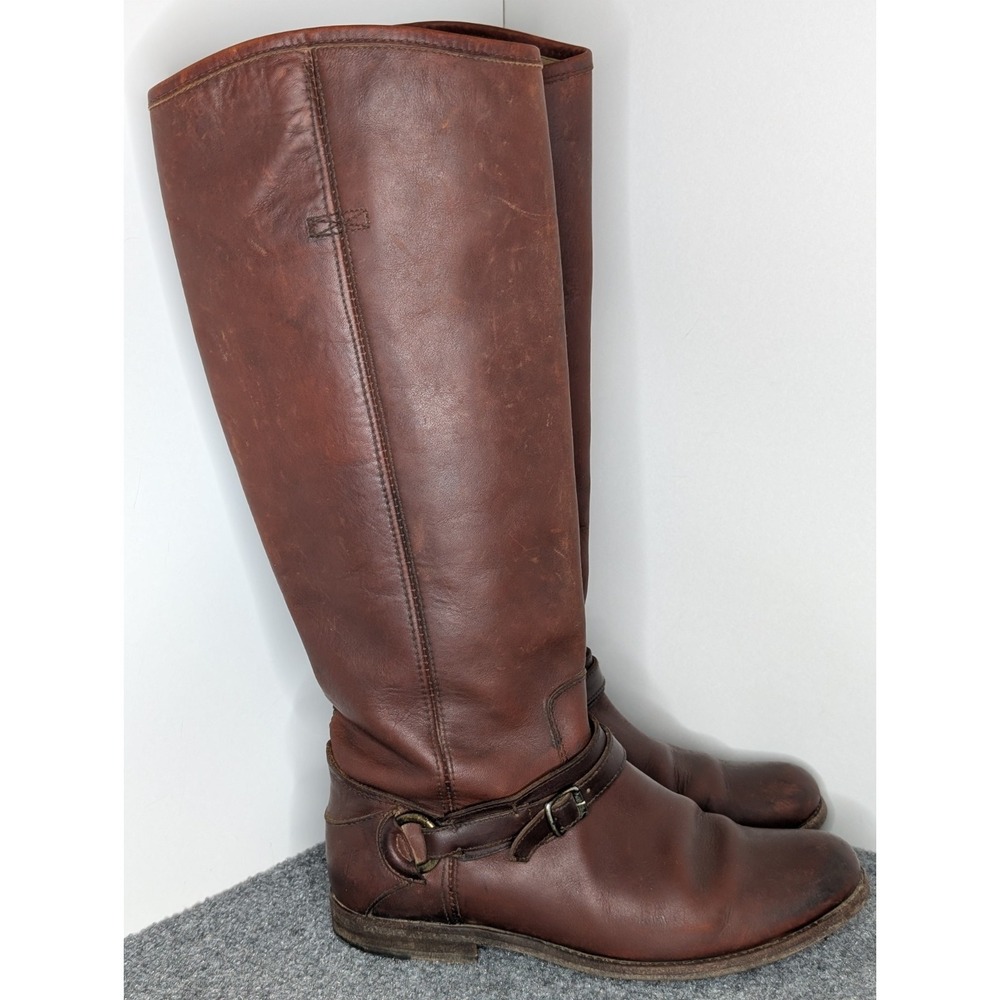 Frye Phillip Ring Women's Tall Knee-High Riding Leather Boots Size 8 B Pull On